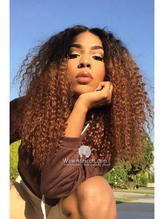 Ombre Color Curly Virgin Brazilian Hair Lace Wig [GFL26]