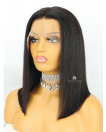 Classic Black Yaki Straight Bob Brazilian Virgin Hair Lace Wig [CBW15]