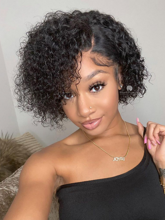 Curly Pixie Cut Bob Indian Hair Lace Front Wig [CBW47]
