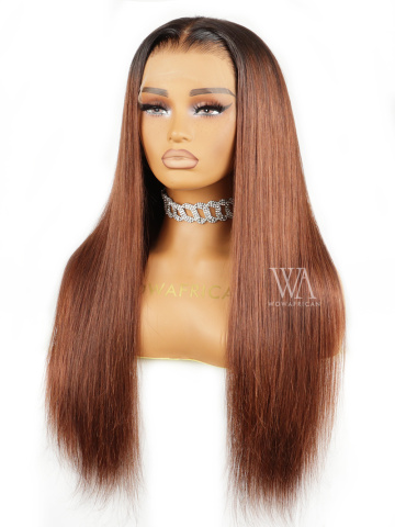 Ombre Ginger Silky Straight 360 Invisible Adjustable Strap Gluelss HD Lace Human Hair[ILW11]
