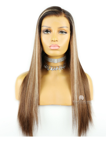 20in Highlight Ombre Brown Silky Straight Brazilian Virgin Hair HD Lace[FS179]