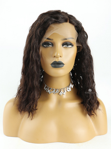 14in Wavy Natural Color Brazilian Hair Bob Lace Wigs [FS41]