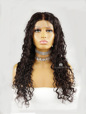 22in 150% Density Water Wavy Natural Color Brazilian Virgin Hair With Combs Cap1 Full Lace Wig [FS203]