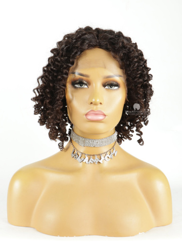 16in 130% Density Curly Natural Color Brazilian Virgin Cap4 Full Lace Silk Base Cap Wig [FS193]