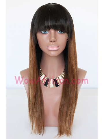 Gabrielle Union Ombre Straight Bangs Lace Wig [CLW04]
