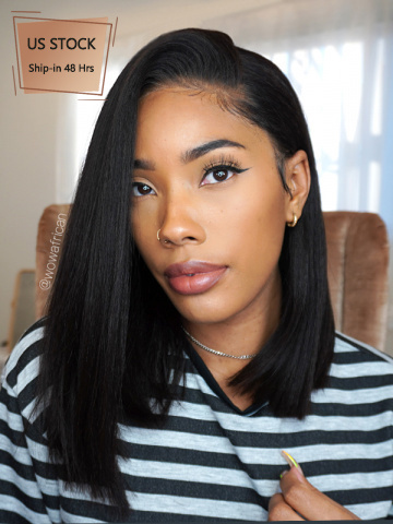 American Stock-Blow Out Kinky Straight BOB Indian Hair Lace Front Wig [CBW41US]