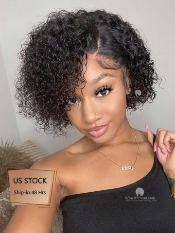 Curly Pixie Cut Bob Indian Hair Lace Front Wig [CBW47US]