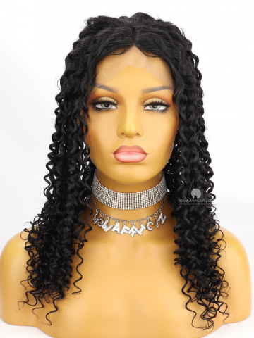 18in #1 Jet Black Curly Indian Virgin Hair Full Lace Wig [MS234]