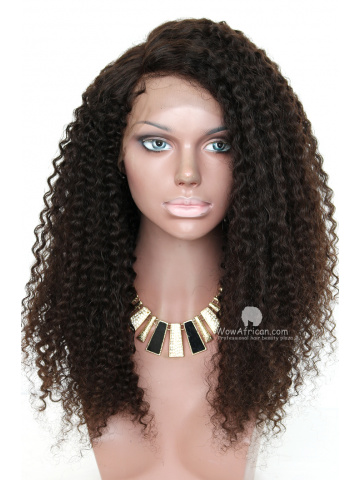 Black Curly Virgin Brazilian Hair Lace Front Wigs w 5" Lace [LFW507]