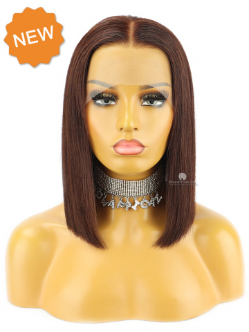 Chocolate Brown straight Bob Brazilian Hair Lace Front Wig [Brunette]