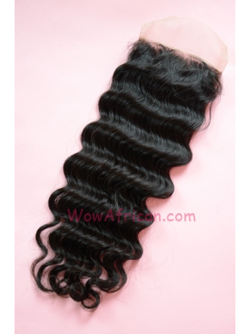 Natural Color Deep Wave Brazilian Virgin Hair Silk Base Closure 4x4inches [SC24]