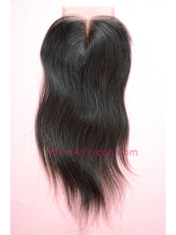 Middle Part Lace Closure 4x4inches Natural Color Silky Straight Brazilian Virgin Hair  [MC06]