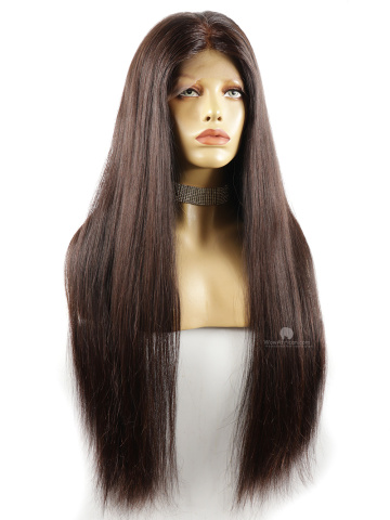 26in 130% Density Silky Straight Natural Color Brazilian Virgin Hair With Combs Cap1 Full Lace Wig [FS214]