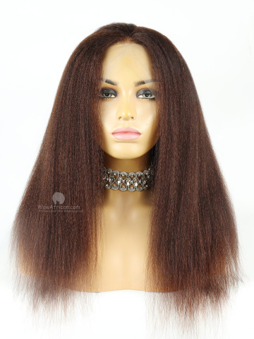 16inches #2 Dark Brown 150% Density 360 Lace Wig Italian Yaki Brazilian Virgin Hair [FS85]