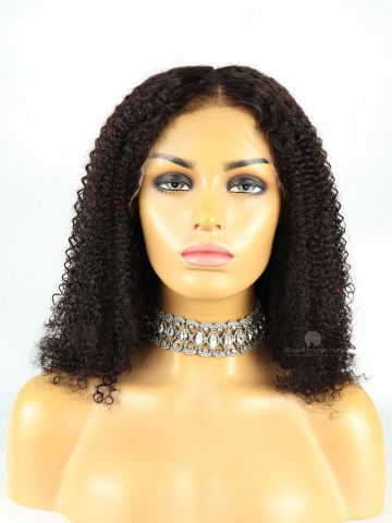 18 inches #1B Off Black Thick Density Curly Tight13X6in HD Lace Indian Virgin Wig [FS88]