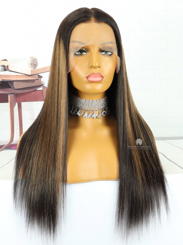 13X6in Thick Density Full Highlight Straight HD Lace Human Virgin Wig [HW12]
