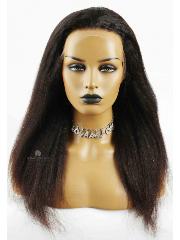 18in Natural Color Kinky Straight Indian Hair 360 HD Lace Wigs [FS32]