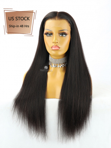 13X6in Thick Density Coarse Yaki Straight HD Lace Human Virgin Wig [HW07US]