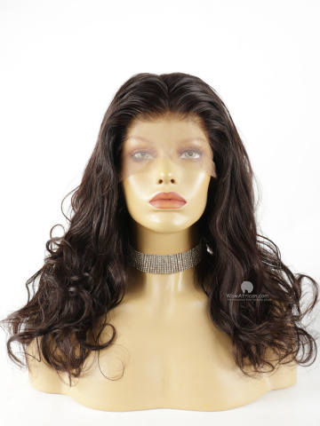 16in 150% Density Natural Color Loosen Wavy Brazilian Virgin Hair Cap7 Lace Front Wig [FS219]