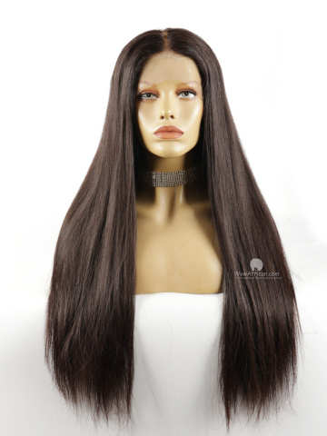 22in 150% Density Silky Straight Natural Color Brazilian Virgin Hair Cap4 Full Lace Wig [FS215]