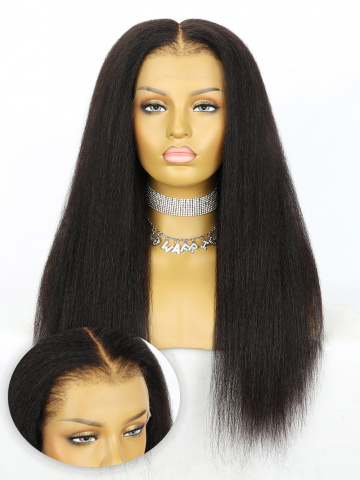 Kinky Straight 6in Fitted Glueless HD Lace Wig With Curly Edges [GW01]