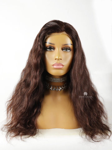 18in 130% Density Body Wavy 3# Color Brazilian Virgin Cap4 Full Lace Silk Base Cap Wig [FS196]