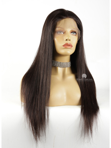 20in 130% Density Silk Straight Natural Color Brazilian Virgin Cap1 Full Lace Silk Base Wig [FS210]