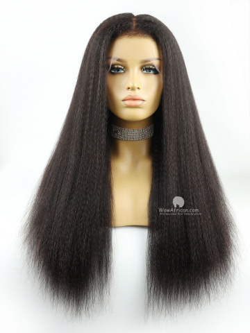 American Stock-Kinky Straight 6in Fitted Glueless HD Lace Wig With Curly Edges [GW01US]