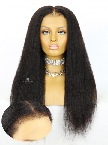 Kinky Straight 6in Fitted Glueless HD Lace Wig With Curly Edges [GW01]
