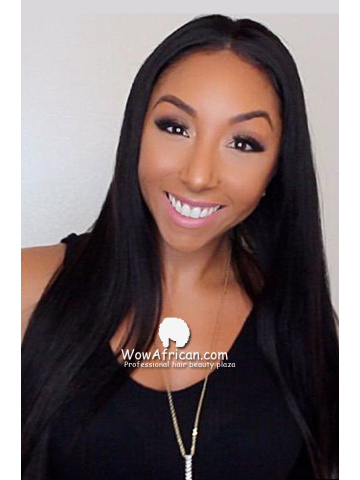 Natural Color Yaki Straight Brazilian Virgin Hair Lace Front Wigs[LFW07]