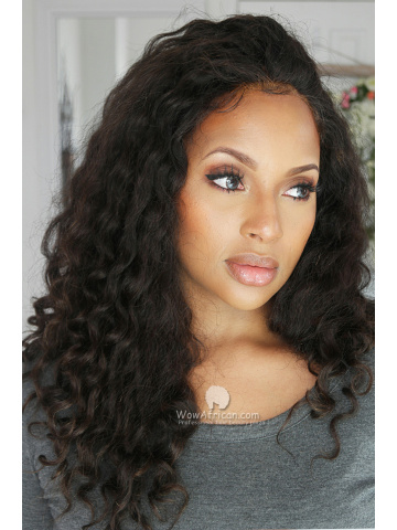 Retro Loose Curls Virgin Brazilian Hair Glueless Full Lace Wigs[GFL17M]