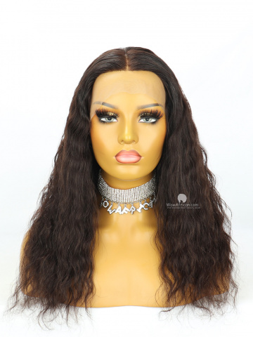 16in Natural Color Natural Wave Brazilian Virgin Hair Full Lace Wig [MS276]