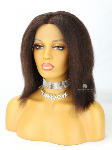 16in Natural Color Full Side Bang Wavy Brazilian Hair Lace Wigs [FS03]