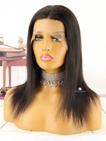 10in Natural Color Silky Straight Indian Hair 360 With Silk Top Front Lace Wigs [MS84]