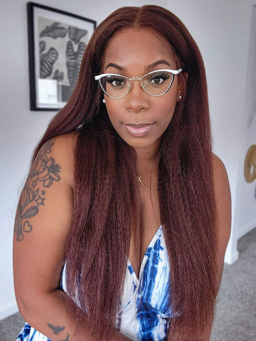 Brown Cherry Kinky Straight 6in Fitted Glueless HD Lace Wig [GW03]
