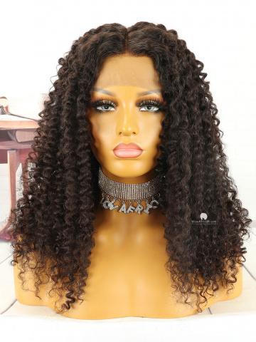 22in Natural Color Water Wave Virgin Brazilian Lace Front Wig[WCS174]
