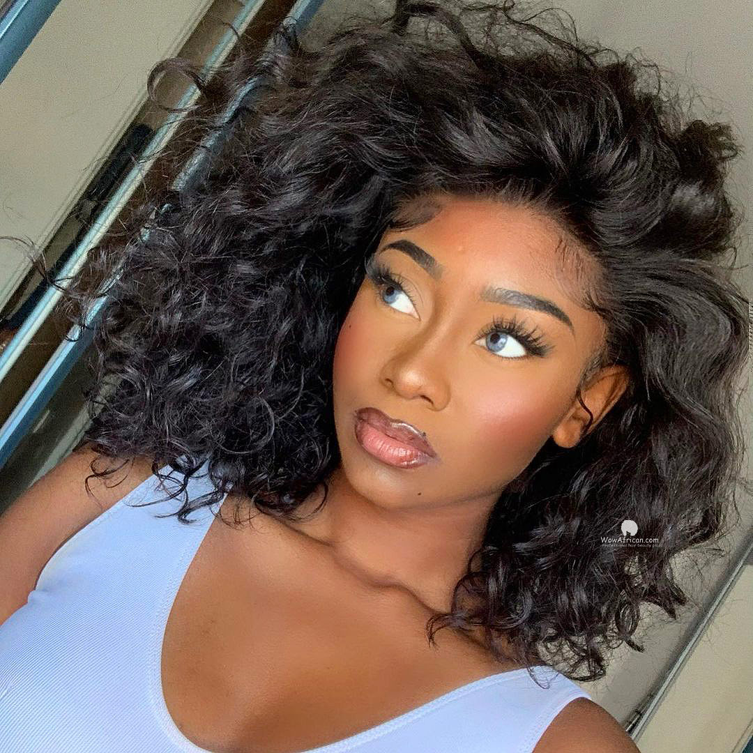 Pre-plucked Messy Wave Lob Virgin Brazilian Hair Lace Front Wig [CBW20 ...